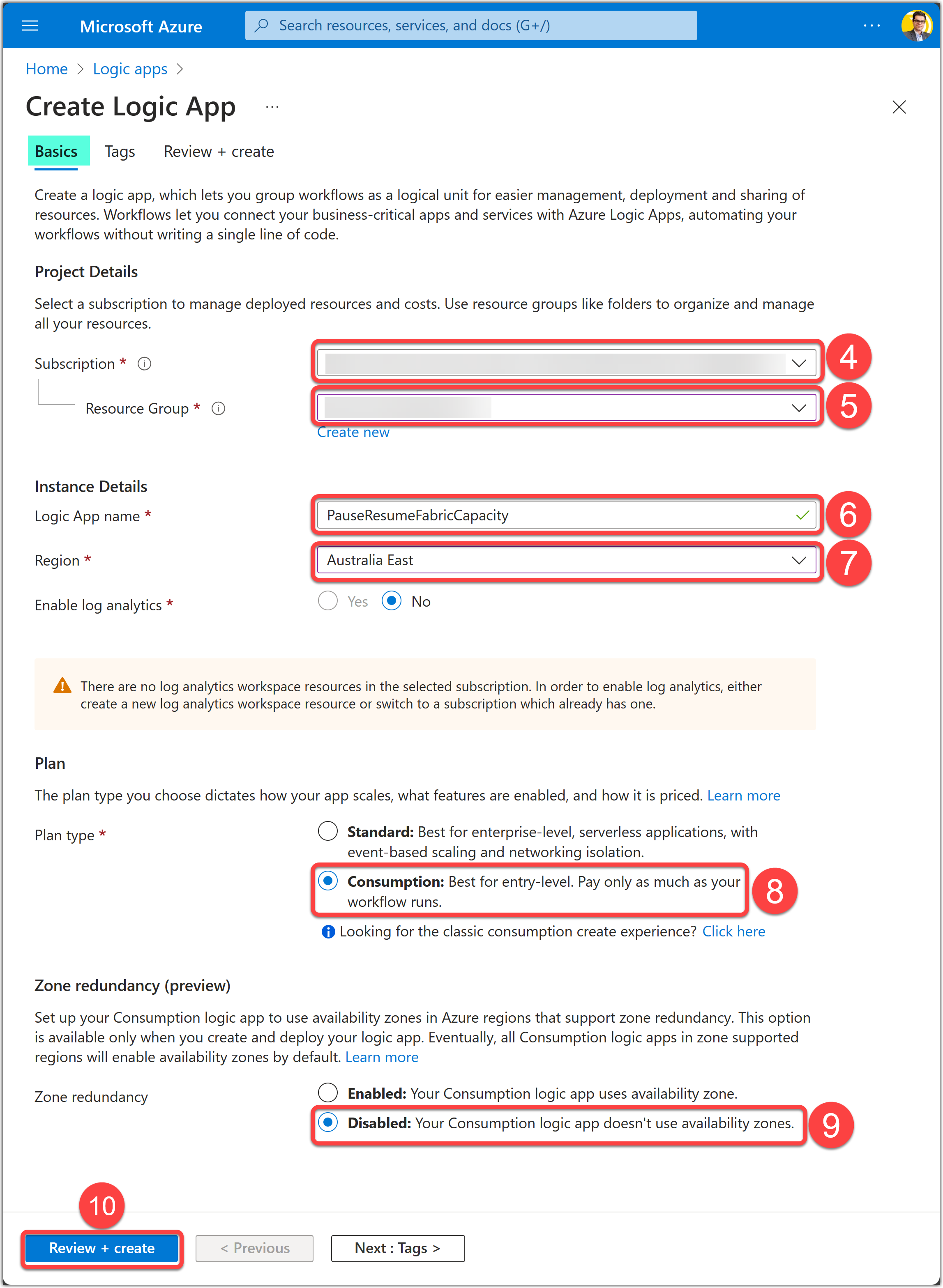 Creating a new Logic App workflow on Azure Portal