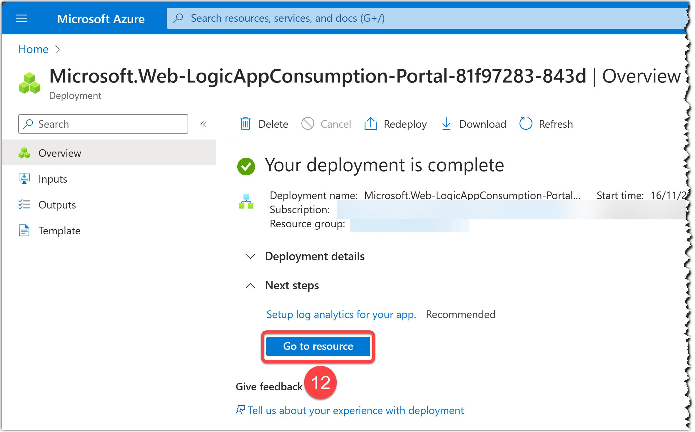 Go to the newly created Logic App workflow on Azure Portal
