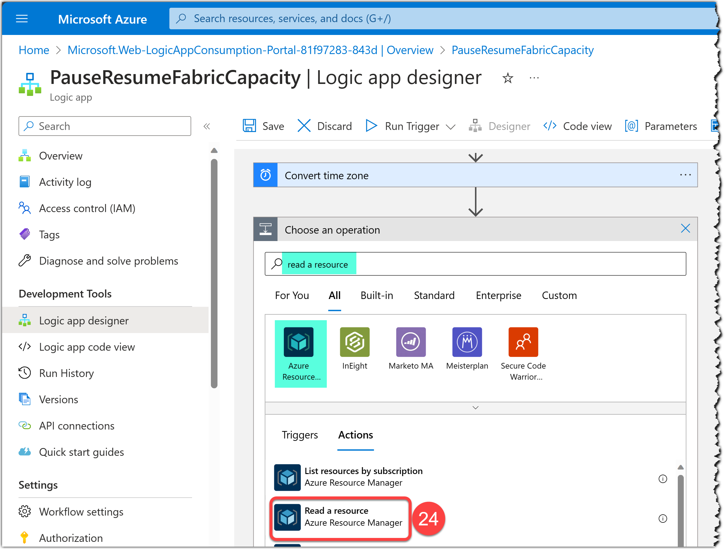 Using Read a resource action of Azure Resource Manager