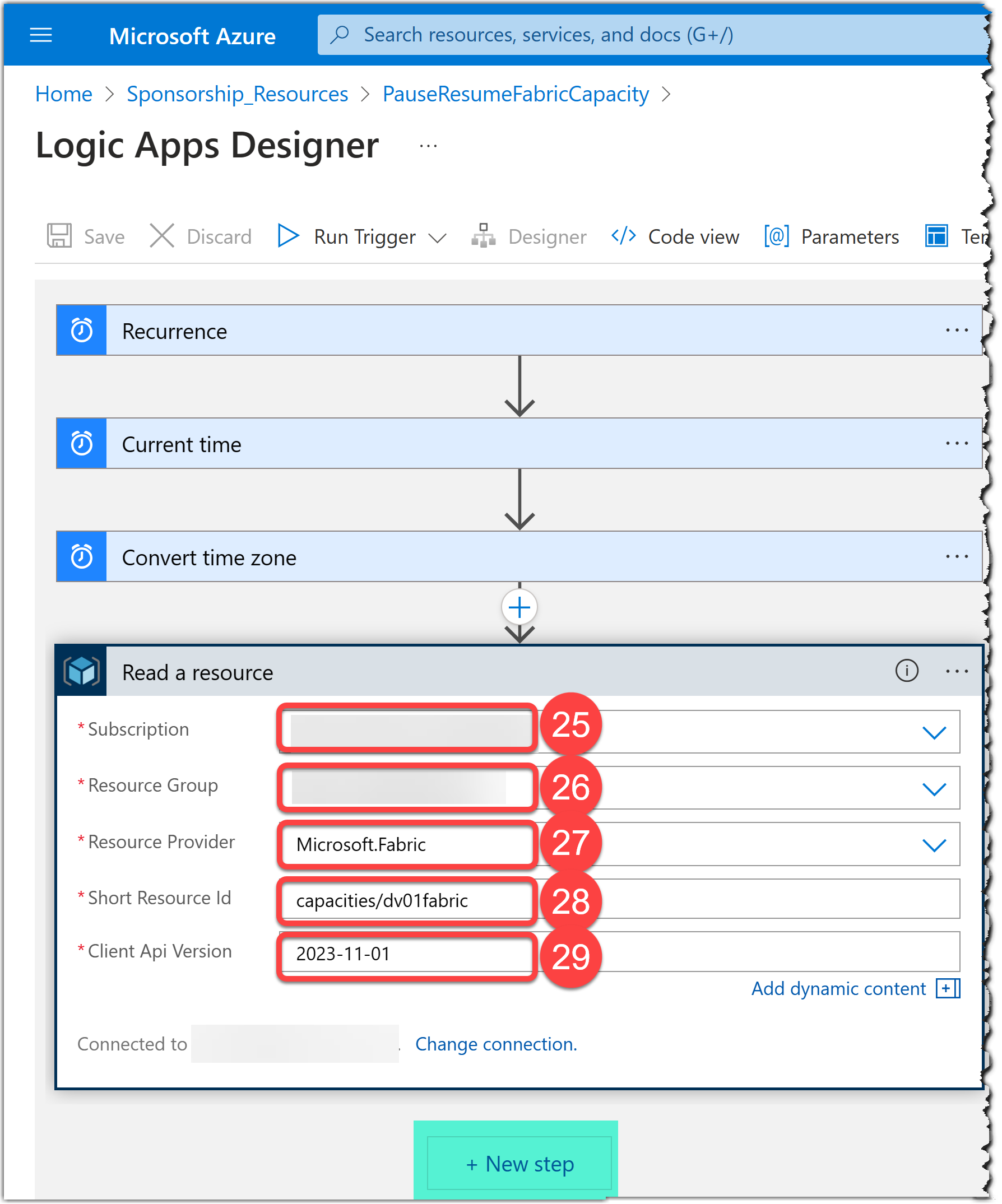 Setting Read a resource action of Azure Resource Manager