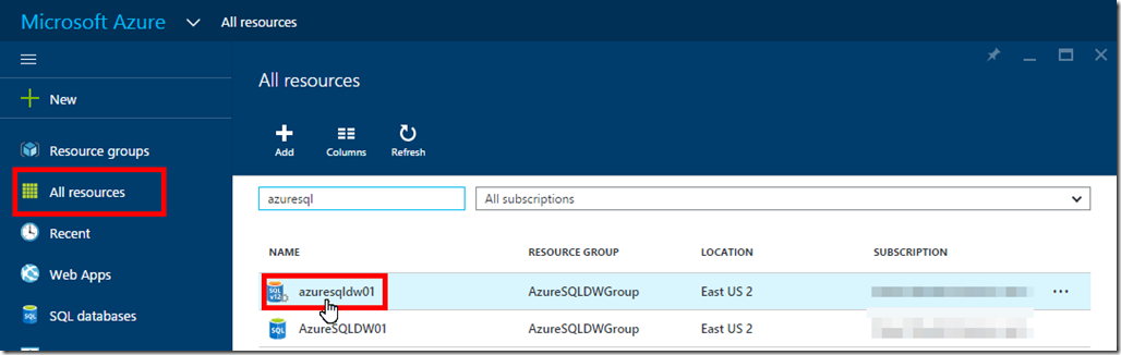 Azure SQL Data Warehouse Firewall Settings