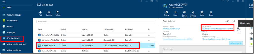 Azure SQL Data Warehouse Server Name 01