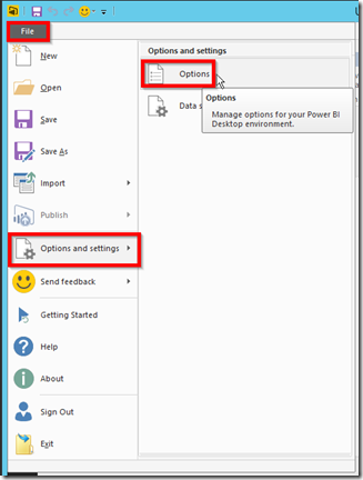 Power BI Explore Live Settings