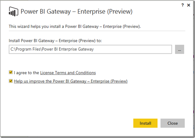 Installing Power BI Enterprise Gateway
