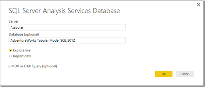 Power BI Explore Live Settings 10