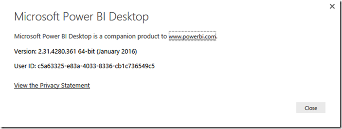 Power BI Desktop Version