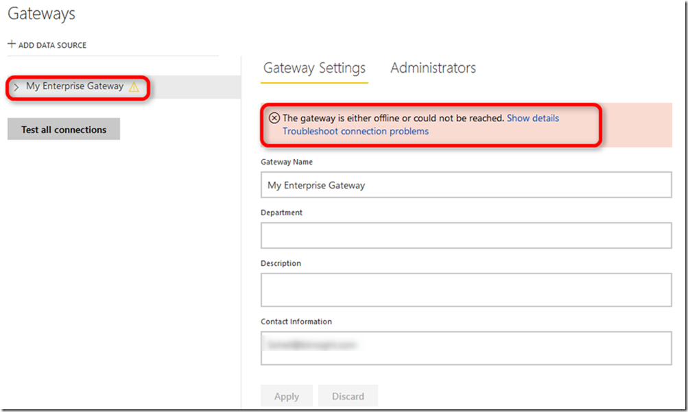 Power BI Enterprise Gateway Management 01