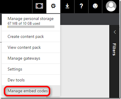 Power BI Manage Embed Codes