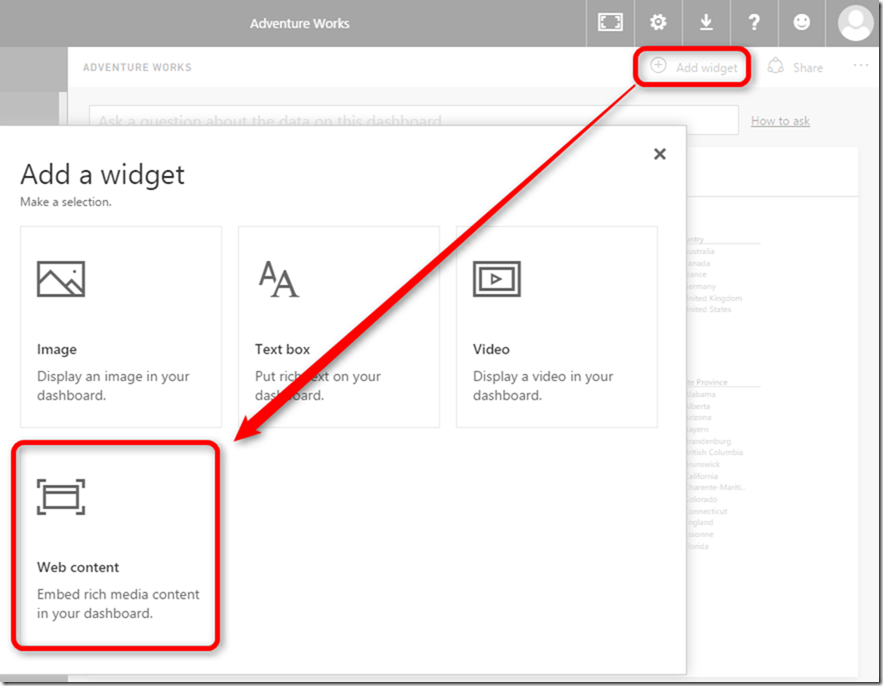 Power BI Web Content