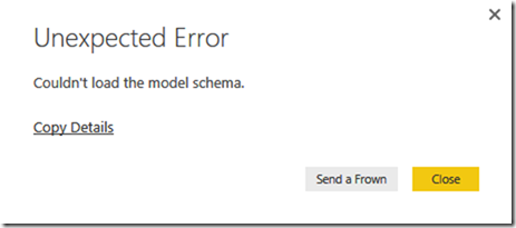 Error Message: Couldn't load the model schema