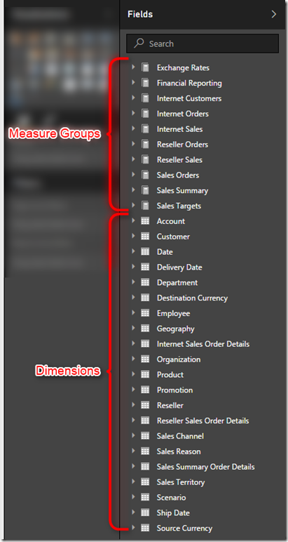 Connect liv Power BI SSAS Multidimensional 04