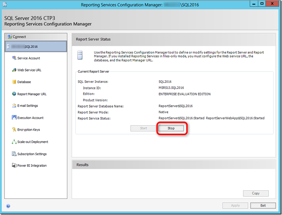SSRS 2016 Configuration Manager