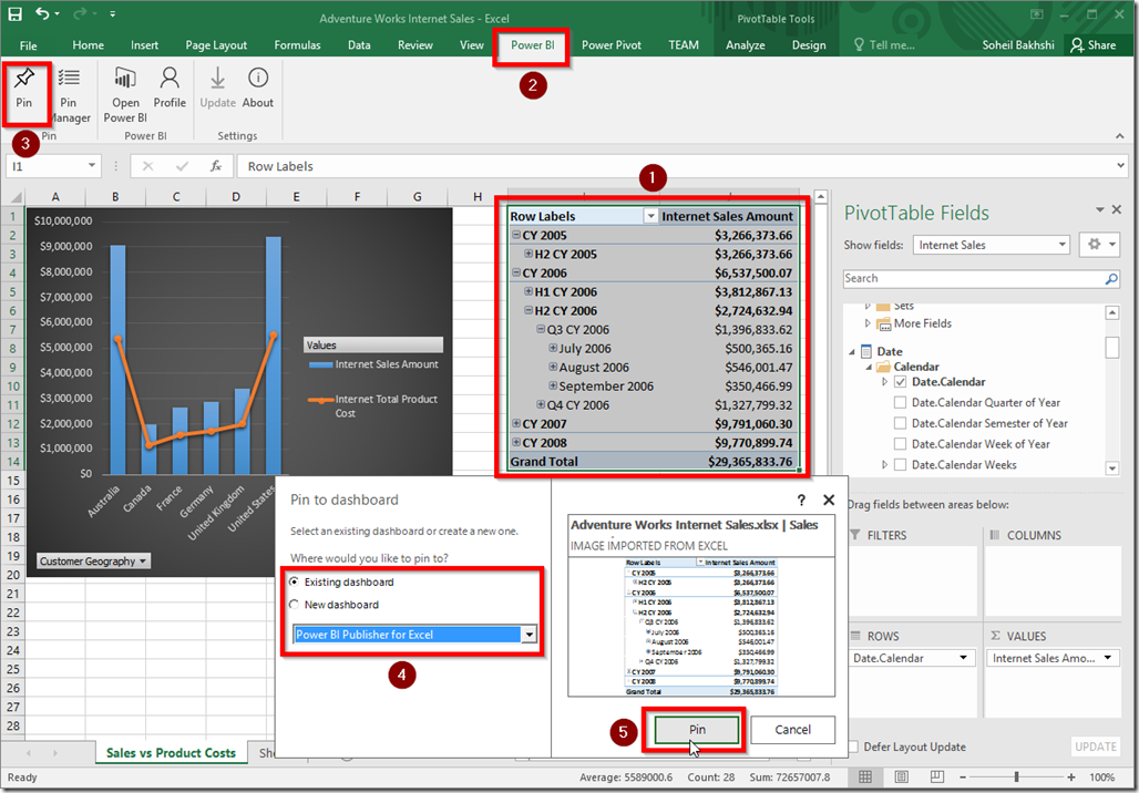Pin to Power BI