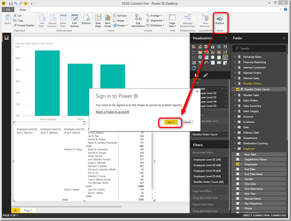 SSAS Multidimensional Power BI Publish
