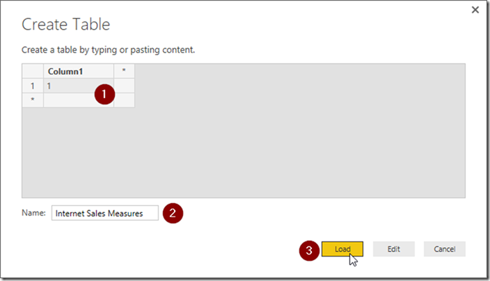 Power BI Create Table