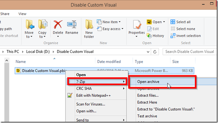 Open PBIX in 7-Zip