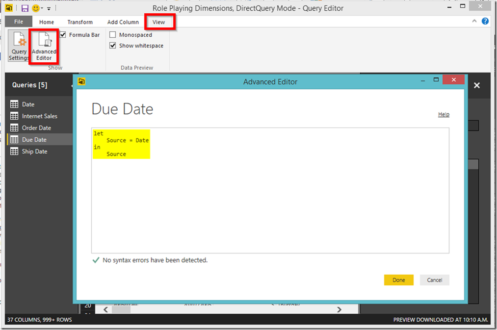 Power BI Desktop Advanced Editor