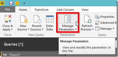 Power BI Desktop Manage Parameters