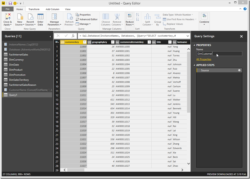 Renaming Query