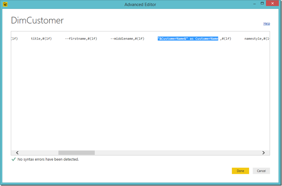Power BI Desktop Advanced Editor