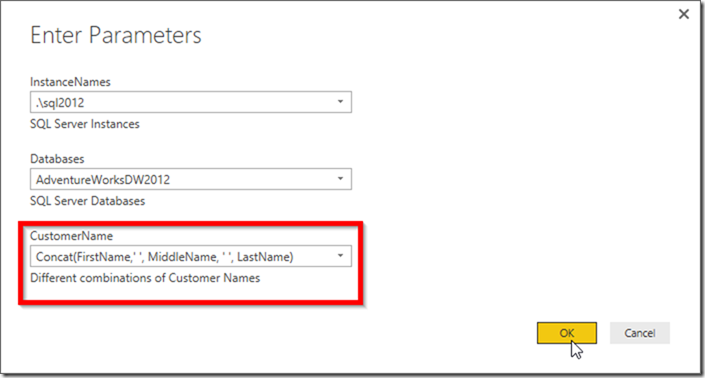 Power BI Desktop Switch Parameters