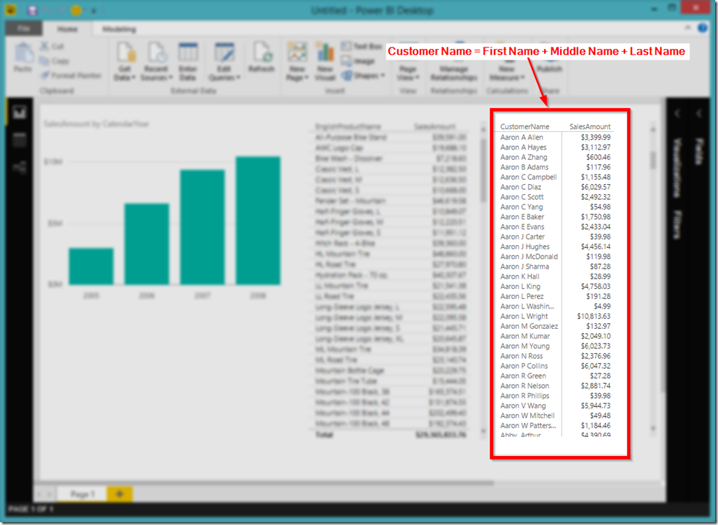 Power BI Desktop Matrix