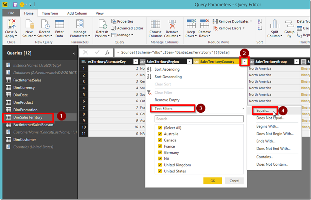 Power BI Desktop Filter Rows