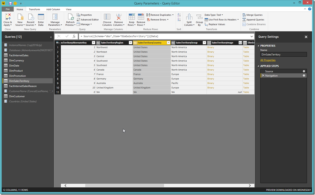 Power BI Desktop Query Editor