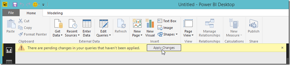 Power BI Desktop Apply Changes