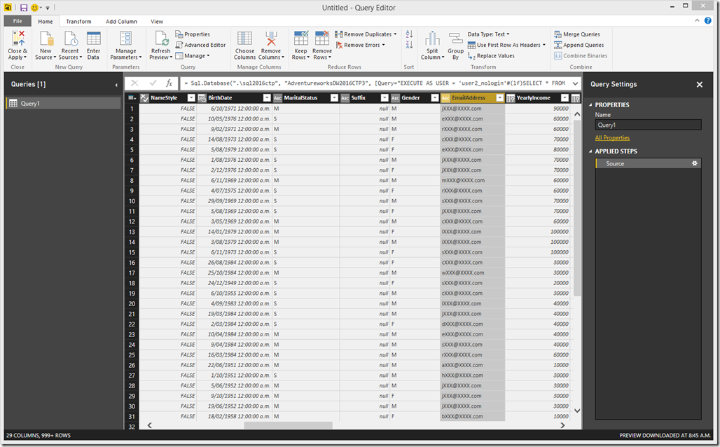 Power BI Desktop Query Editor