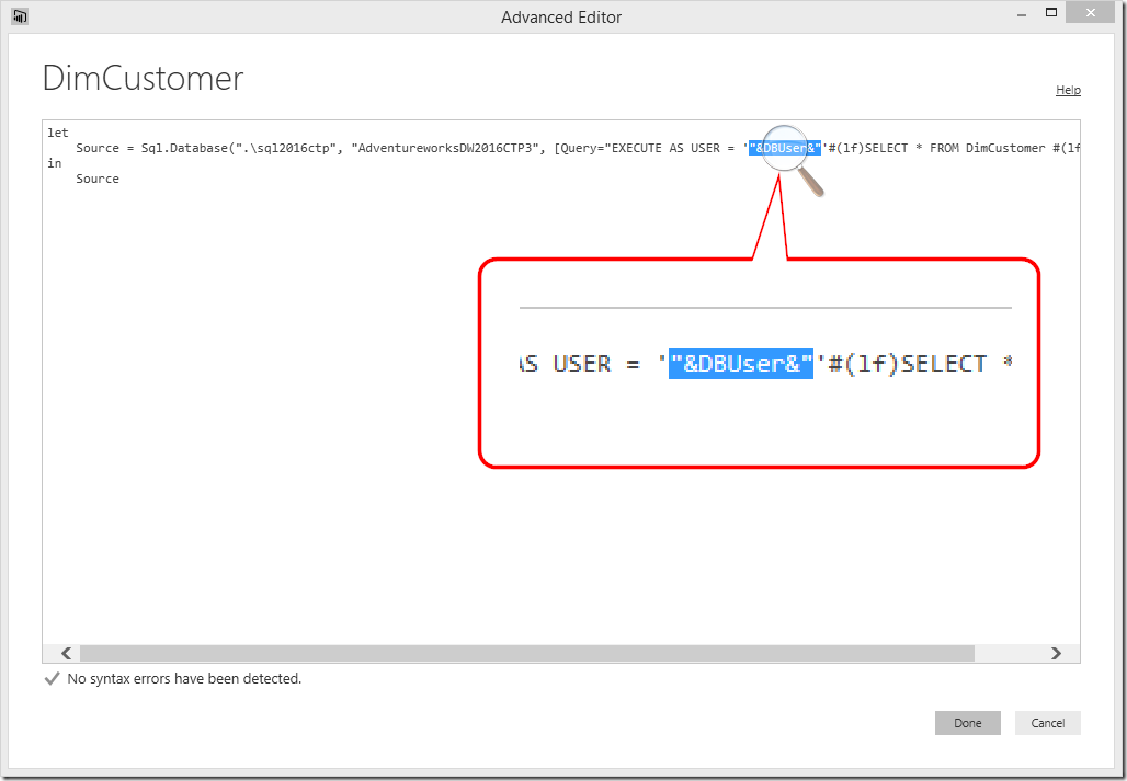 Power BI Desktop Parameterise Data Source