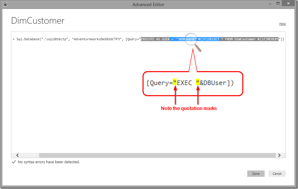 Power BI Desktop Parameterising Data Source