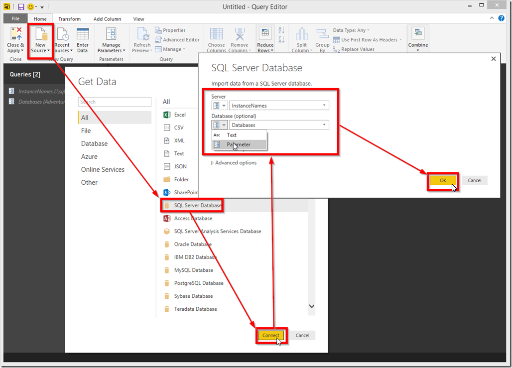 Power BI Desktop Data Source Query Parameters