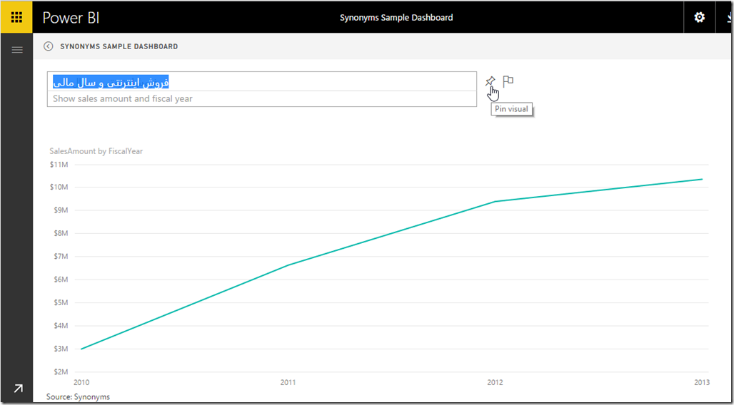 Power BI Service Dashboard Q&A Query