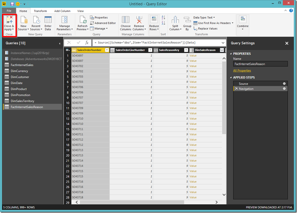 Power BI Desktop Query Editor