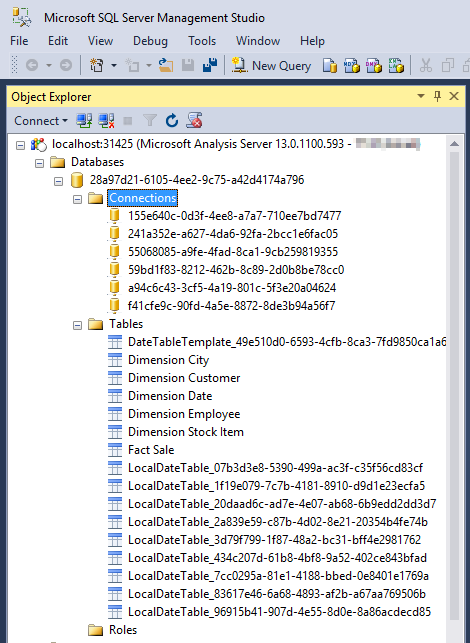 SSMS Connect to Power BI Desktop