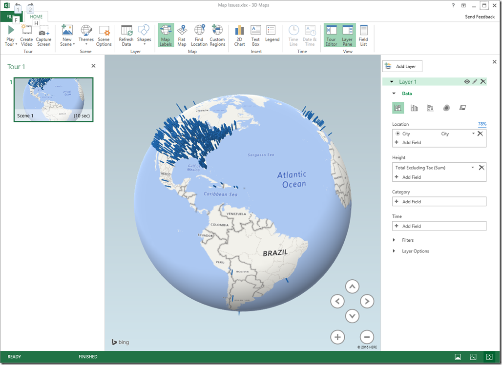 Excel 2016 Power Map