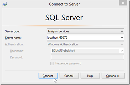 Connecting to Power BI Desktop Model from SSMS