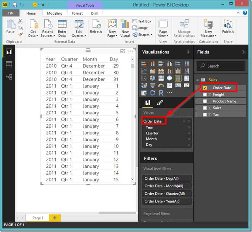 Power BI Desktop Generate Date Hierarchy