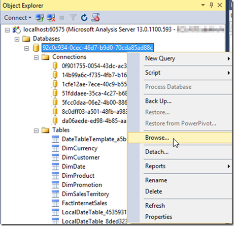 Browsing Power BI Desktop Model from SSMS