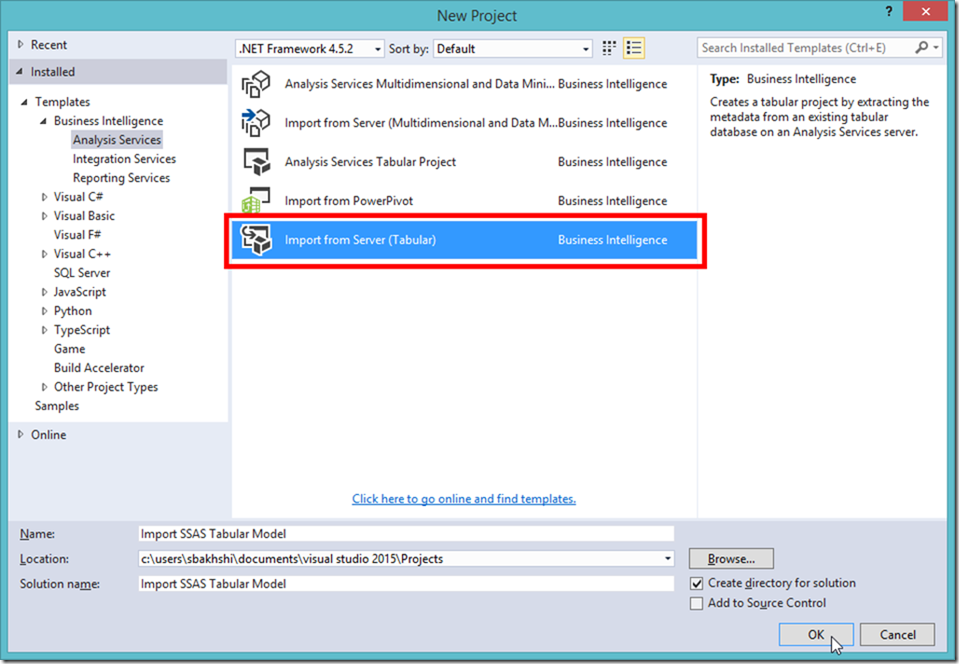 Import SSAS Tabular Model to SSDT