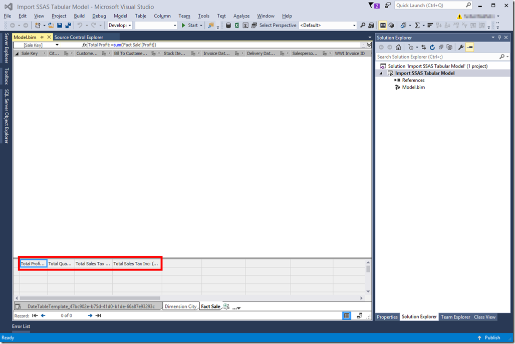 Import SSAS Tabular Model to SSDT