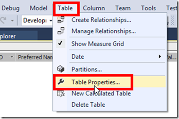 SSAS Tabular Table Properties