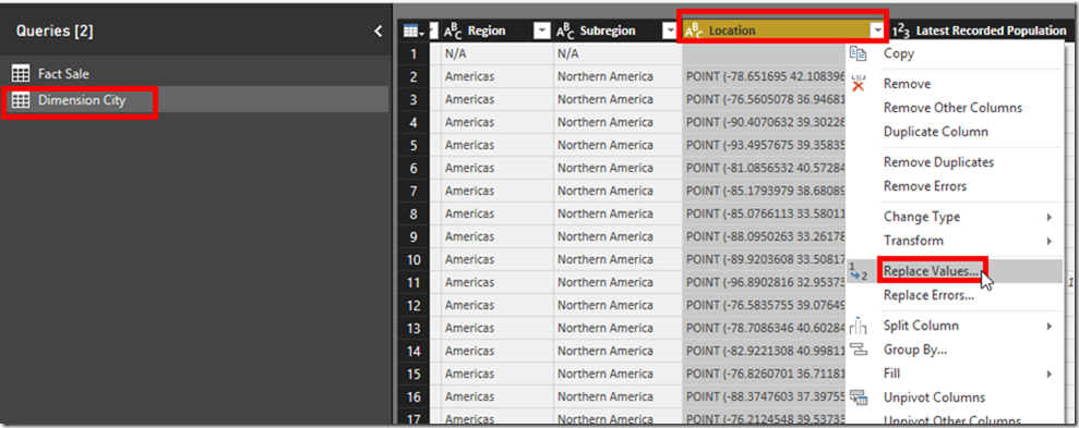 Power BI Desktop Power Query Replace Value