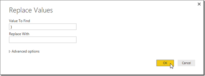 Power BI Desktop Power Query Replace Value