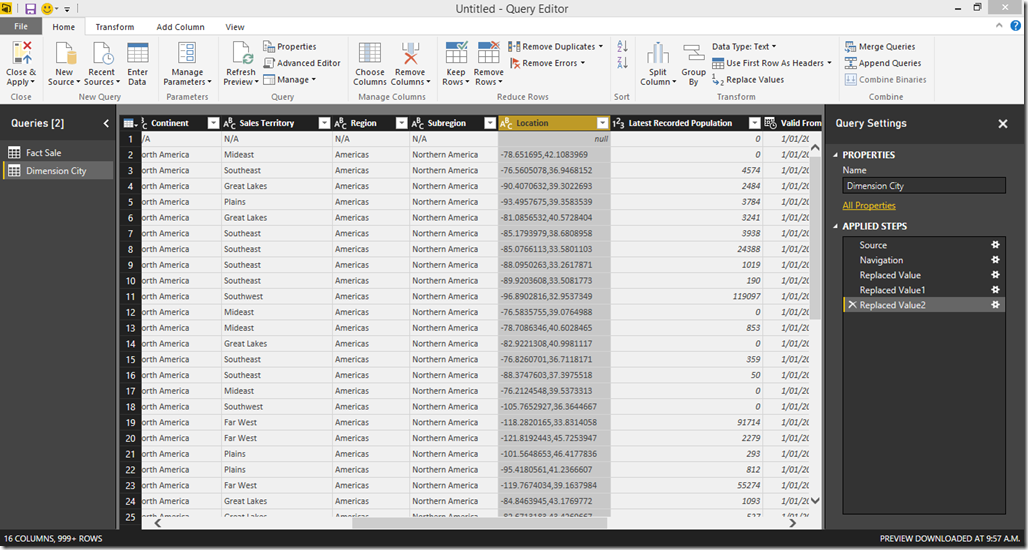 Power BI Desktop Power Query