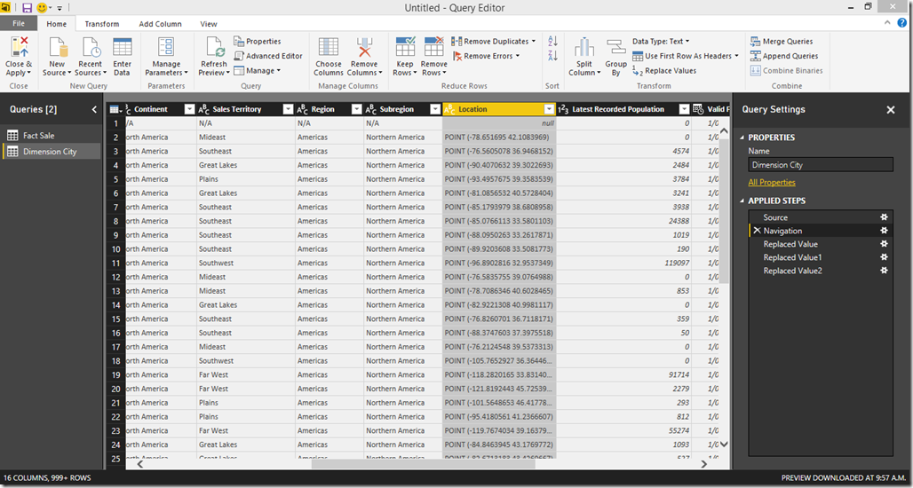 Power BI Desktop Power Query