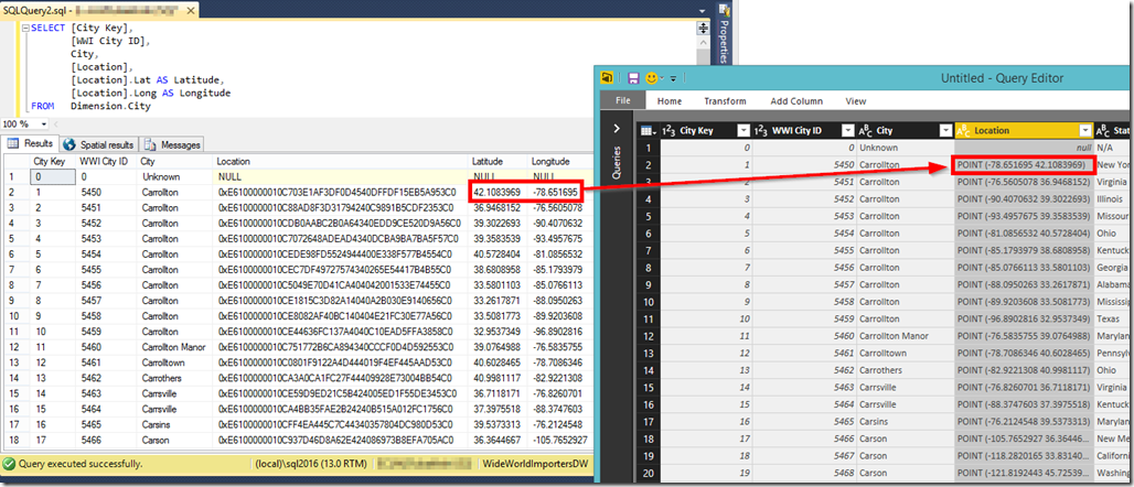 Geography Power Query vs. SQL Server