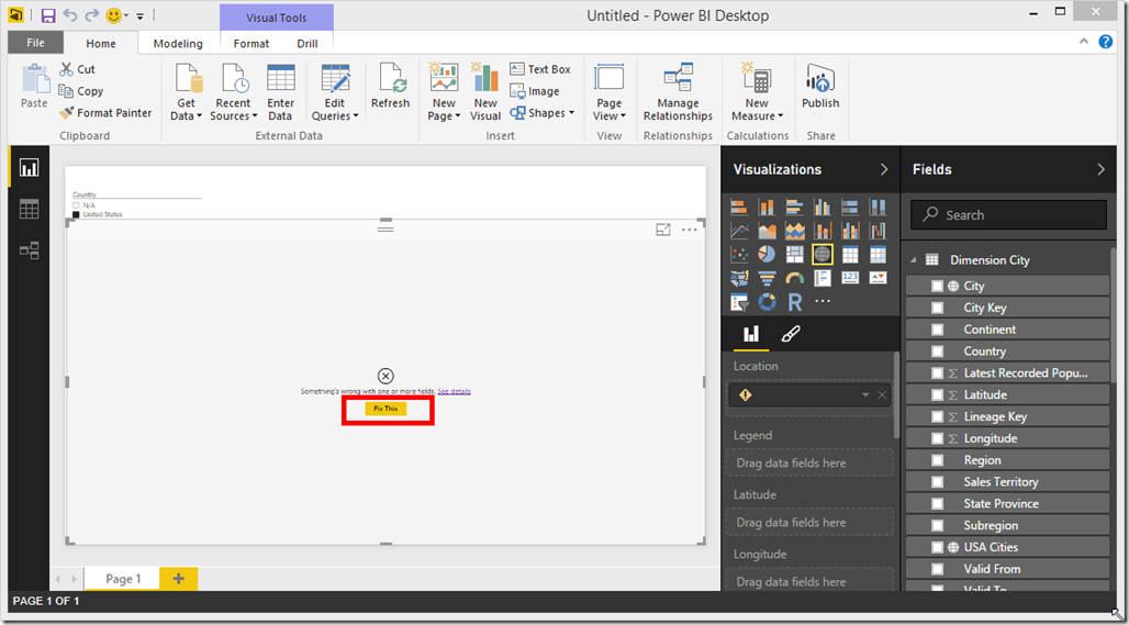 Power BI Desktop Map