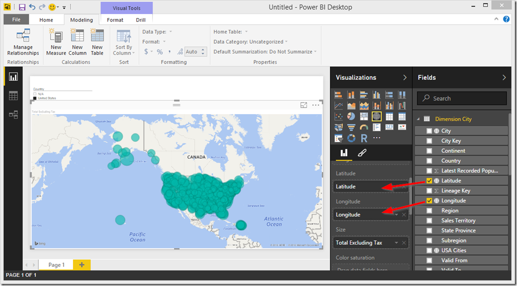 Power BI Desktop Map Latitude Longitude